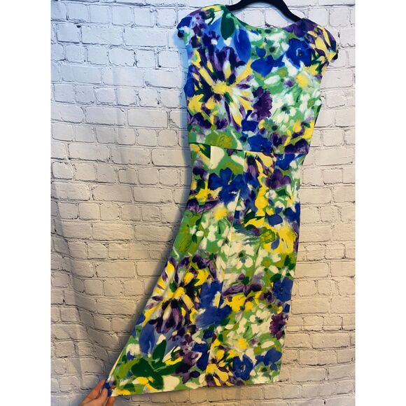 Lauren by Ralph Lauren Dress Size 2 Faux Wrap Dress Colorful Floral Pattern - Picture 13 of 13